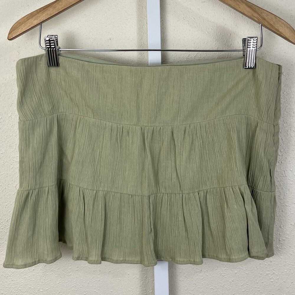 Frenchi Vintage Y2K Low Rise Mini Skirt M Medium Tiered Sage Green